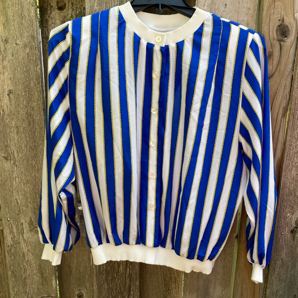 Royal Blue & White Striped Pullover Blouse by Bleyle